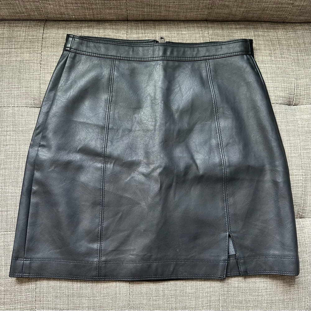 Classic Black Faux Leather Skirt